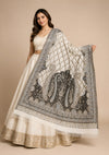 Naqsh-e-Kashmir Inspired Paisley Jacquard White Shawl with Kani-Inspired Floral Border