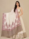 Naqsh-e-Kashmir Woven Kani Jacquard Paisley White Shawl with Inner Bootas & Solid Panel