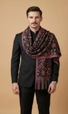Noble Kani Weave Floral Wool Blend Black Stole