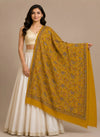 Naqsh-e-Kashmir Inspired Jamawar Floral Paisley Vine Wool Blend Yellow Shawl