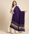 Luxurious Gajji Silk Blue Dupatta with Bandhani Dots & Zari Border