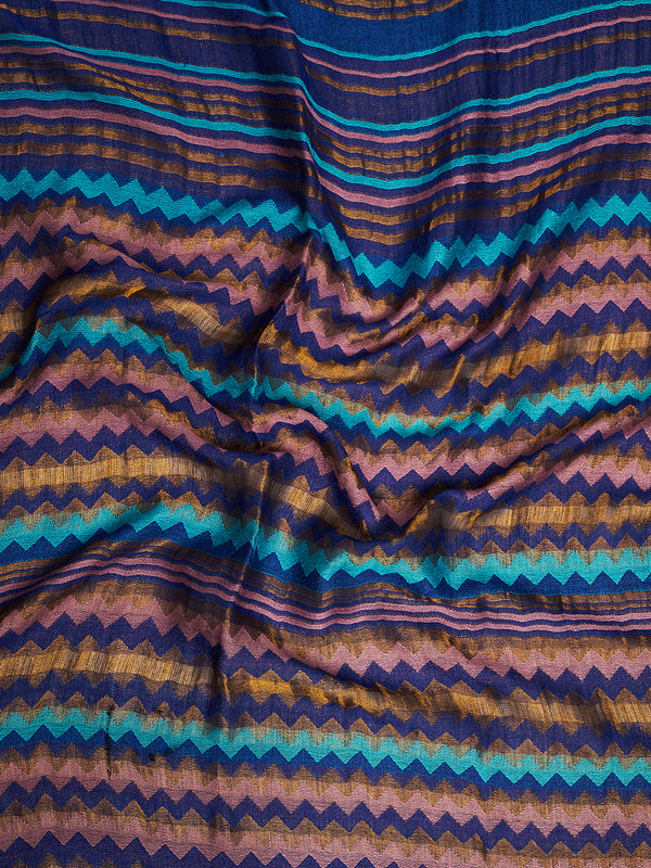 Woolen Zig-Zag Moonlight Zari Mens Stole | Heritage Wrap (80 x 28 Inches)