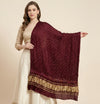 Luxurious Gajji Silk Maroon Dupatta with Bandhani Dots & Zari Border