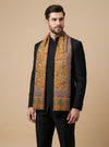 Reserve Mens All-Over Kalamkari Floral Print Bamboo Silk Mustard Stole