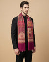 Noble Mens Patchwork Kani Jacquard Woven Maroon Stole