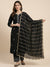 Net Black Dupatta with Twill Zari Sequin Wave Work