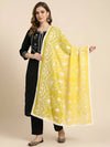 Yellow Karachi Style Hand Embroidered Chiffon Dupatta