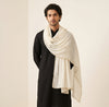 Nazneen Chiffon Mens Dupatta – Solid White with Elegant Lace Border