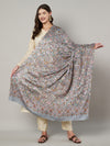 Bamboo Silk Grey Kashmiri Women Stole with Traditional Paisley Jaal | Soft & Elegant | 80×28 Inches