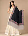 Naqsh-e-Kashmir Woven Kani Jacquard Black Shawl with Solid Panel & Traditional Border