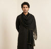 Nazneen Chiffon Mens Dupatta – Solid Black with Elegant Lace Border