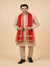 Cotton Silk Mens Dupatta – Red with Zari Buta & Border Work