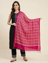 Chinon Bandhani Print Crush Women Rani Dupatta with Traditional Motif Grid Design & Tassel Detailing