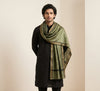 Khadi Cotton Mens Dupatta – Dusty Bottle Green with Textured Weave