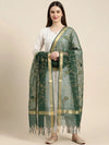 Green Organza Meena Jaal Dupatta | Elegant Sheer Festive Drape