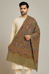 Printed Bamboo Silk Mens Shawl – Bottle Green Floral Classic Wrap (80 x 40 Inches)