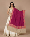 Naqsh-e-Kashmir Woven Kani Jacquard Wine Shawl with Solid Panel & Traditional Border
