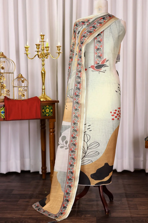 Women’s Linen Unstitched Suit Set | Elegant Ethnic Ensemble