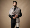Mir-e-Khas Men's Kashmir-Inspired Jamawar Floral Paisley Vine White Shawl