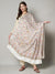 Printed Bamboo Silk Women Shawl – White Floral Statement Wrap (80 x 40 Inches)