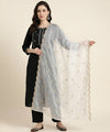 Designer Twill Net Women White Dupatta with 2 Side Scalloped Border & Buti Embellishment