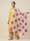 Luxe Organza Womens Pink Dupatta with Floral Brush Print Embellishment