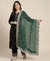 Georgette Leheriya Women Green Dupatta with Embroidered Scallop Border & Butti Work