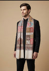 Noble Mens Patchwork Kani Jacquard Woven White Stole