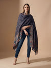 Everday Bamboo Silk Floral Kalamkari Printed Blue Stole
