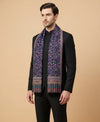 Reserve Mens All-Over Kalamkari Floral Print Bamboo Silk Blue Stole