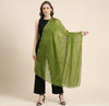 Green Nazneen Chiffon Dupatta with Lace Border | Solid Lightweight Wrap