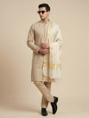 Cotton Silk Mens Dupatta – White with Zari Buta & Border Work