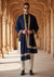 Blue Woolen Mens Shawl with Gold Border – 80x40 Inches