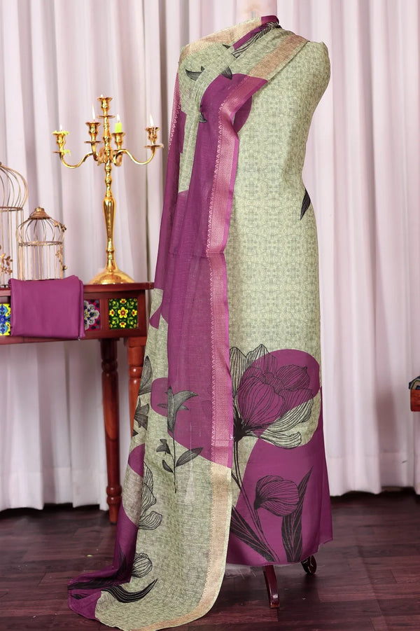 Women’s Linen Unstitched Suit Set | Elegant Ethnic Ensemble