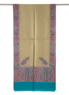 Bamboo Silk Gold Mens Shawl with Ornate Paisley Border | Classic Heritage Wrap (80 × 40 Inches)