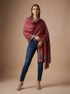 Everday Bamboo Silk Floral Kalamkari Printed Red Stole