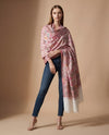 Regal Floral & Paisley Kani Weave Wool Blend White Stole