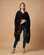 Regal Woven Border Accent Corner Wool Blend Black Stole| Kashmiri Inspired