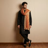 Heritage Woven Geometric Zari Chinon Beige Mens Dupatta