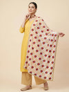 Luxe Chinon Women Phulkari White Dupatta with Lace Border & Traditional Motif Work