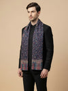 Reserve Mens Bamboo Silk Floral Kalamkari Printed Blue Stole