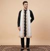 White Organza Mens Dupatta – Scalloped Cutwork Border with Buti Work