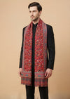 Reserve Mens All-Over Kalamkari Floral Print Bamboo Silk Red Stole