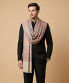 Noble Mens Wool Blend Floral Kani Weave Beige Stole
