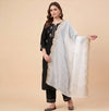 White Organza Women Dupatta – Scalloped Cutwork Border with Buti Work