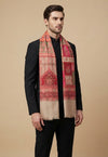 Noble Mens Patchwork Kani Jacquard Woven Beige Stole