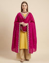 Luxe Fendi Women Pink Dupatta with 2 Side Scalloped Border, Mirror Detailing & Buti Embellishment