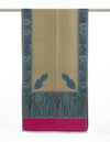 Bamboo Silk Gold Mens Shawl with Ornate Paisley Border | Classic Heritage Wrap (80 × 40 Inches)