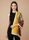 Printed Silk Women Stole with Artistic Motif Design | Elegant Lightweight Wrap (80 × 28 Inches)