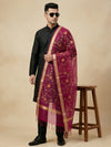 Organza Meena Jaal Mens Dupatta – Pink with Gold Woven Design